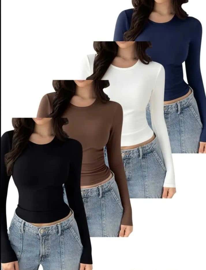 T-Shirt Manches Longues Col Rond Femme