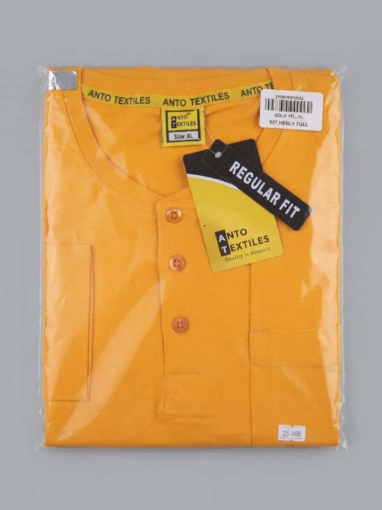 T‑shirt ANTO TEXTILES Henley Jaune Regular Fit (XL)
