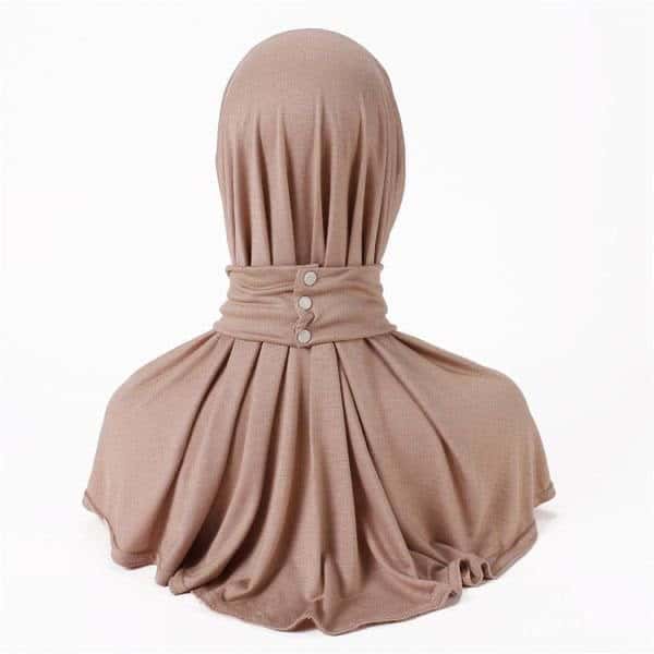 Cagoule Hijab Ajustable à Boutons Pression – Vieux Rose / Nude Rosé