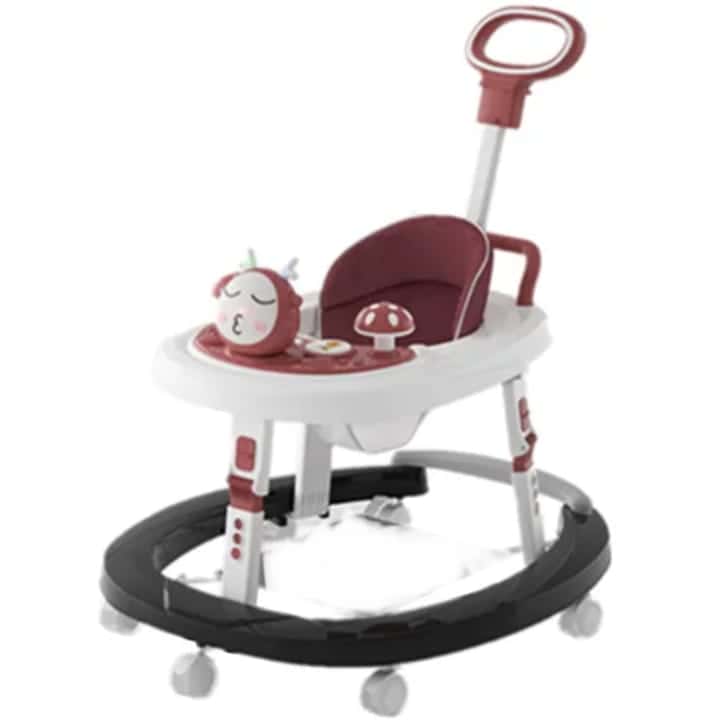 Trotteur Bébé Multifonction avec Canne Parentale & Plateau d'Éveil - 6 à 12kg