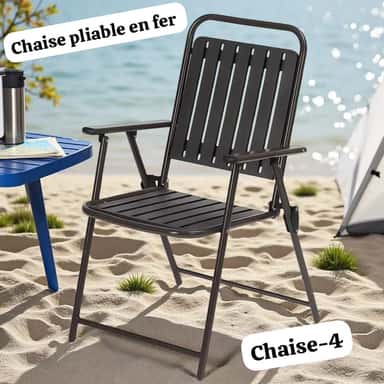 Chaise Pliable en Fer avec Accoudoirs - Fauteuil de Jardin & Camping