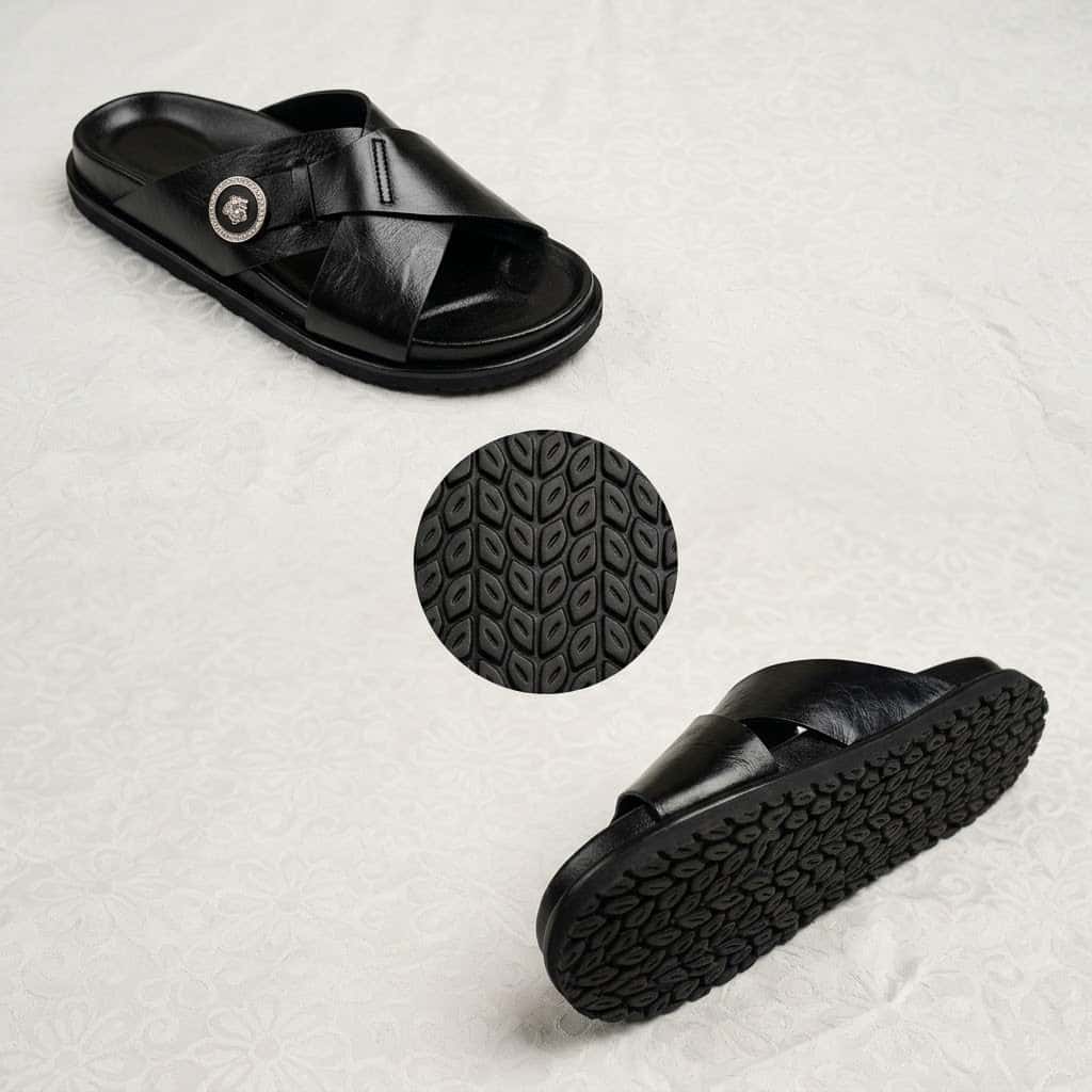 Sandales Mules Femme en Cuir – Noir