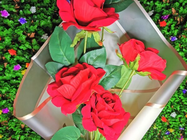 Bouquet de roses effet naturel + carte de vœux – Image 2