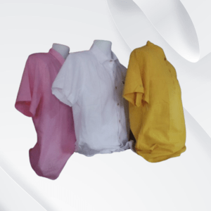 T-shirt jaune, blanc et rose