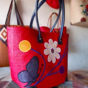 sac rouge fleur