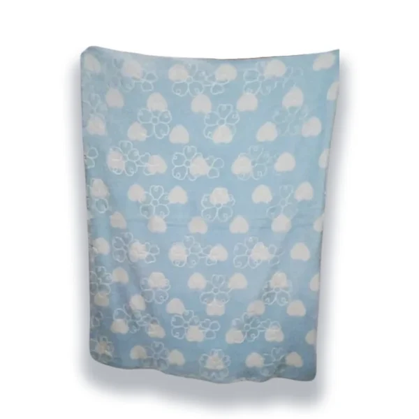 Couverture polaire bleu motif coeur