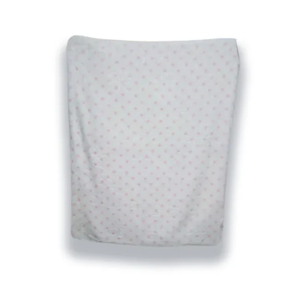 Couverture polaire blanc pois rose