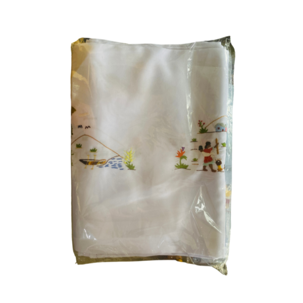 Nappe brodé blanc - Sujet Malagasy