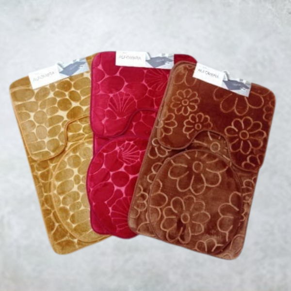 Set de douche 3pc rouge, marron foncé, marron clair