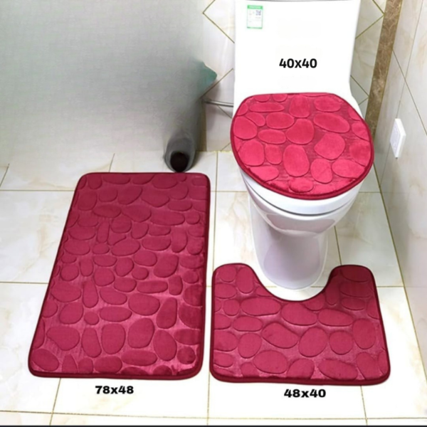 Set de douche 3pc rouge, marron foncé, marron clair