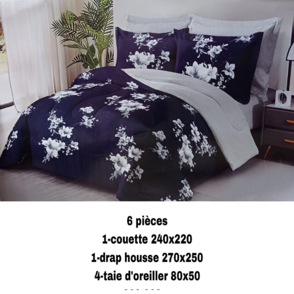 couette 6pcs fleurit bleu foncé2