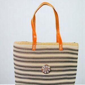 Sac en raphia rayé avec doublure