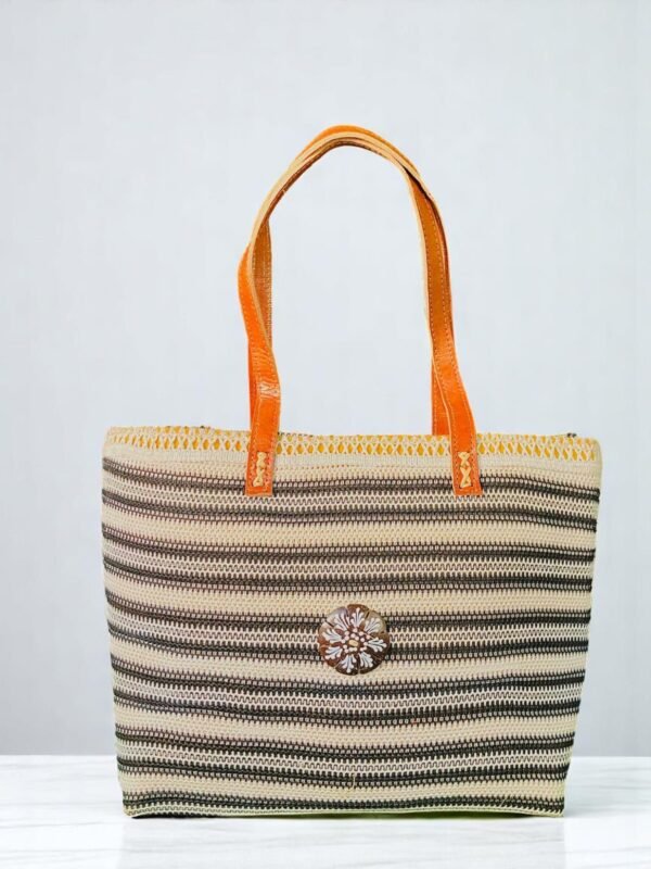 Sac en raphia rayé avec doublure