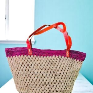 Sac en raphia bicolore