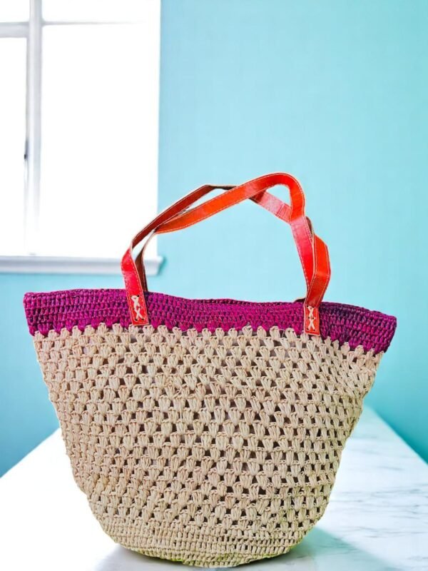 Sac en raphia bicolore
