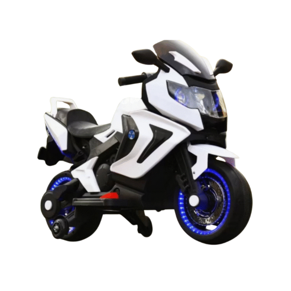 Moto électrique pour enfants moto 2 places 12 V avec USB MP3 LED (Blanc)