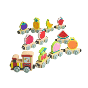 train en bois fruits